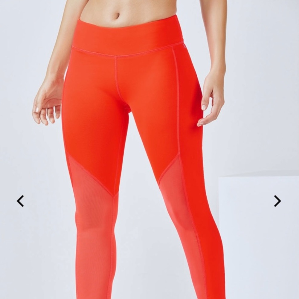 Fabletics Orange Leggings Mesh Detailing Fits XS